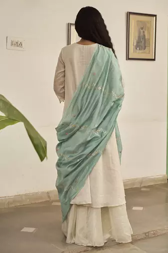Ivory tissue plain kurta sets