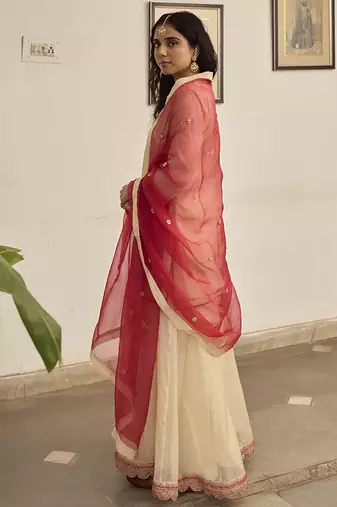 Off-white tissue plain kurta sets