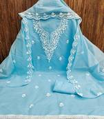 embroidered chanderi cotton salwar kameez dress material