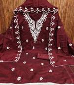 embroidered chanderi cotton salwar kameez dress material