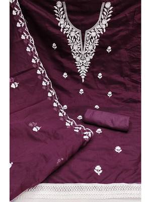 embroidered chanderi cotton salwar kameez dress material 3