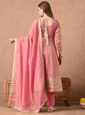  pink anarkali set with zardozi sequins and dabka work 2