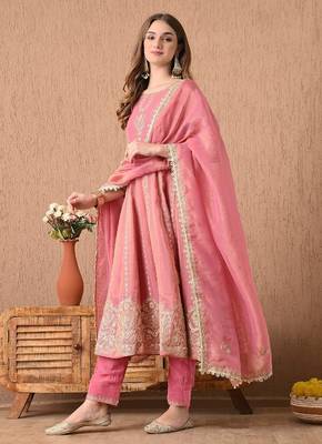  pink anarkali set with zardozi sequins and dabka work 3