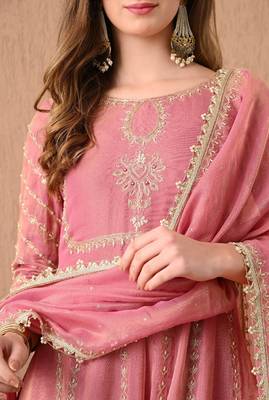 pink anarkali set with zardozi sequins and dabka work 5