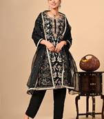 Black kurta set with astonishing gotta dabka thread and zardozi work