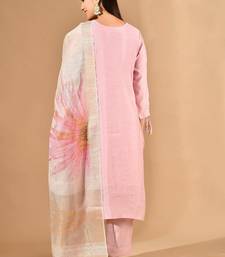 Pink chanderi kurta set with pearl & cutdana work