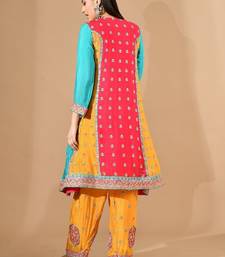 Multicolour yellow kurta set with zardozi & thread embroidery