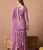 Breathtaking purple sharara set with zardozi and sequins work