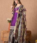 Graceful purple sharara set with gotta zardozi and pearl work