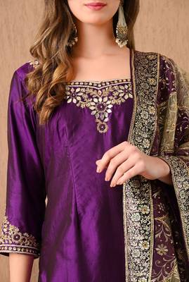 Graceful purple sharara set with gotta zardozi and pearl work 5