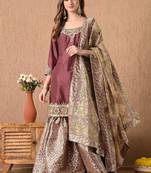  light brown sharara set with gotta zardozi and pearl work