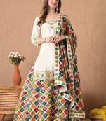 cream lehnga set with gotta zardozi thread and sequins work