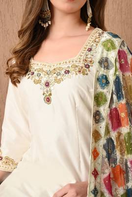cream lehnga set with gotta zardozi thread and sequins work 5
