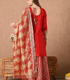 Ethereal red sharara set with gotta zardozi and sequins work