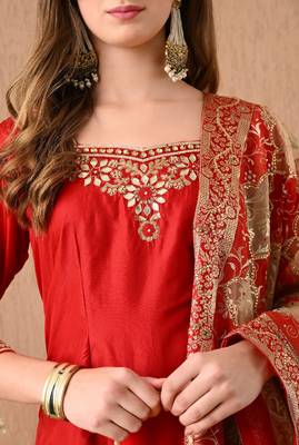Ethereal red sharara set with gotta zardozi and sequins work 5