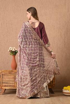 Breathtaking brownish maroon sharara set with gotta zardozi and sequins work 1