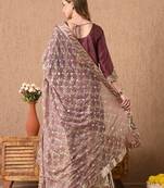 Breathtaking brownish maroon sharara set with gotta zardozi and sequins work