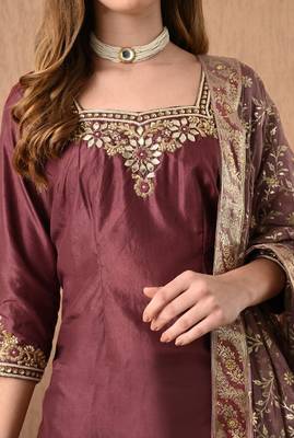 Breathtaking brownish maroon sharara set with gotta zardozi and sequins work 3