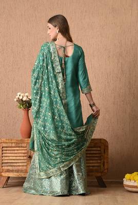Graceful pista green sharara set with gotta zardozi and sequins work 1