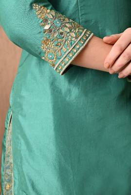 Graceful pista green sharara set with gotta zardozi and sequins work 5