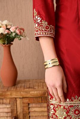 Sophesticated maroon sharara set with gotta zardozi and sequins work 5