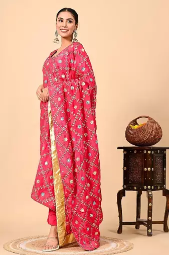 Exquisite pink kurta set with gotta thread and mirror work