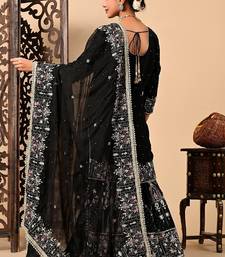 Graceful dark black sharara set with excellent work and embroidery