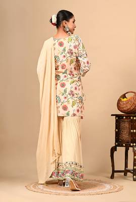 Golden cream sharara set with gotta thread and sequins work 2