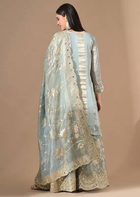 Fascinatingblue sharara set with gotta & mirror work 2