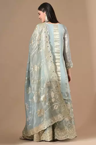 Fascinatingblue sharara set with gotta & mirror work