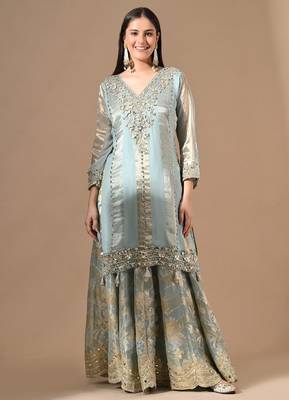 Fascinatingblue sharara set with gotta & mirror work 3