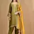 Yellow green kurta set with zardozi & appliqu   detailing