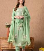 light green kurta set with mukaish pearl zardozi and sequins work
