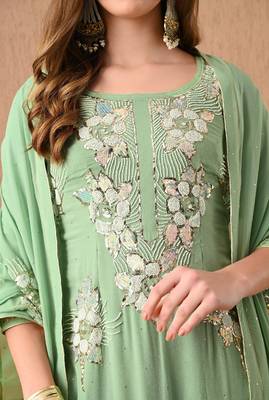 light green kurta set with mukaish pearl zardozi and sequins work 4