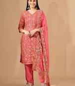 pink chiffon kurta set with gotta work