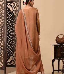 Greenish brown hue kurta set with zardozi cutdana and pearl work