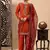 Lush orange maroon kurta set with thread pearl and zardozi work