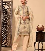 Golden kurta set with zardozi dabka pearl and organza applique work