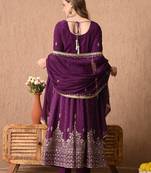 Mesmerising wine anarkali set with zardozi and sequins work