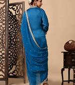 Royal blue kurta set with zardozi dabka and sequins craftsmanship