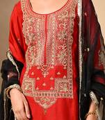 Red kurta set with exceptional zardozi dabka and sequins work