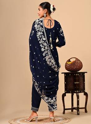 Navy blue classic kurta set with  lcd gotta work 2