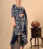 Navy blue classic kurta set with  lcd gotta work
