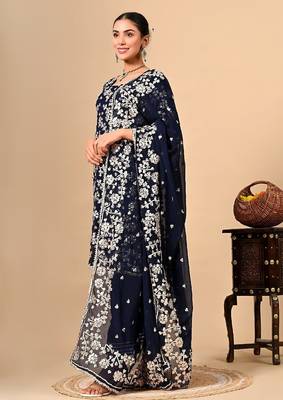 Navy blue classic kurta set with  lcd gotta work 5