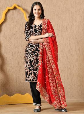  black chiffon kurta set with lcd gotta 1