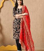  black chiffon kurta set with lcd gotta