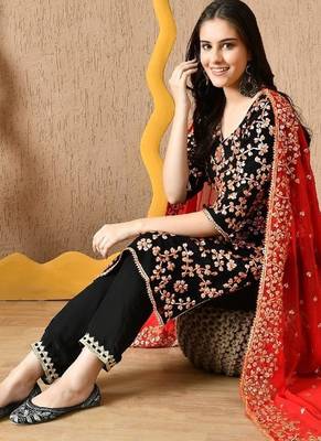  black chiffon kurta set with lcd gotta 5