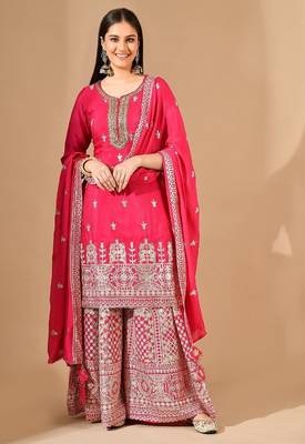 pink sharara set with gotta zardozi & crystal embroidery 3