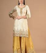 Cream yellow sharara set with gotta & mirror work