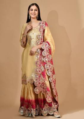 Golden & pink-golden garara set with gotta work 3